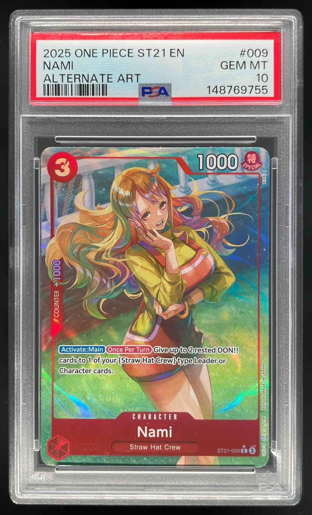 2025 One Piece ST21 EN #009 Nami Alternate Art PSA 10