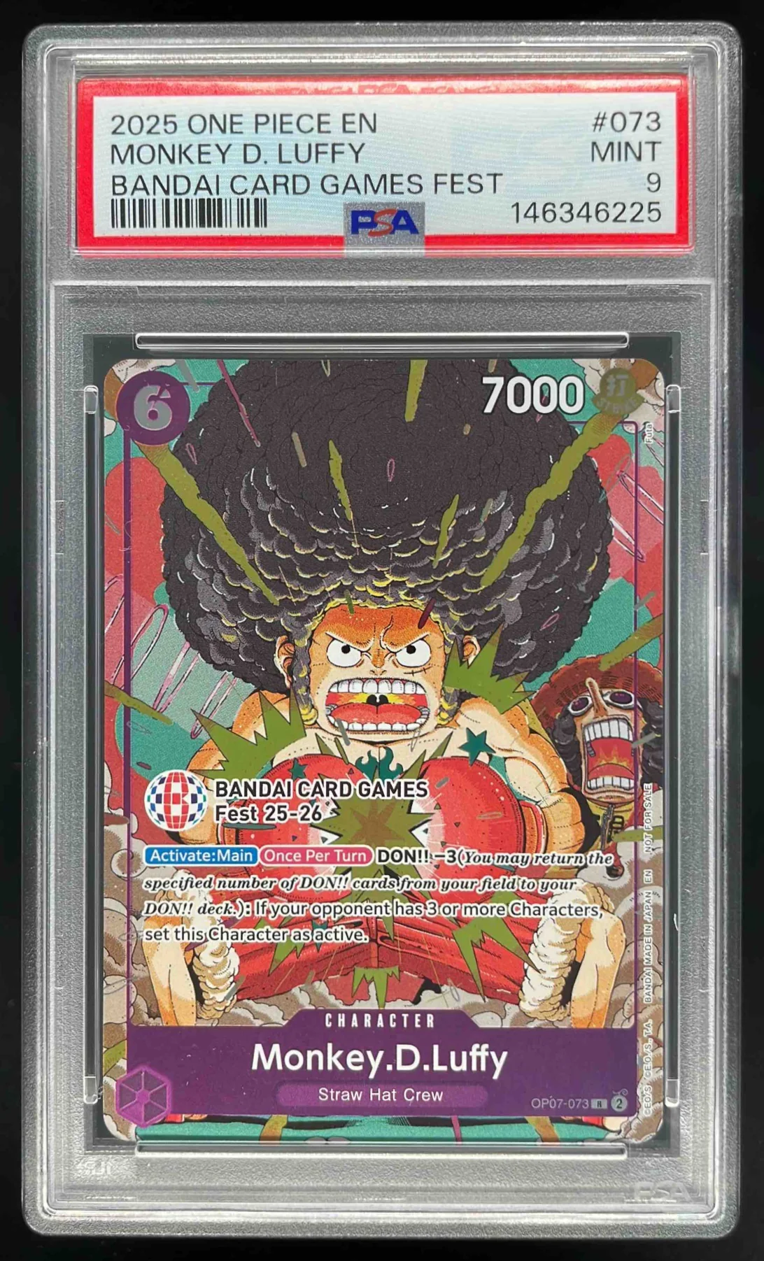 2025 One Piece EN Bandai Card Games Fest #073 Monkey D Luffy PSA 9