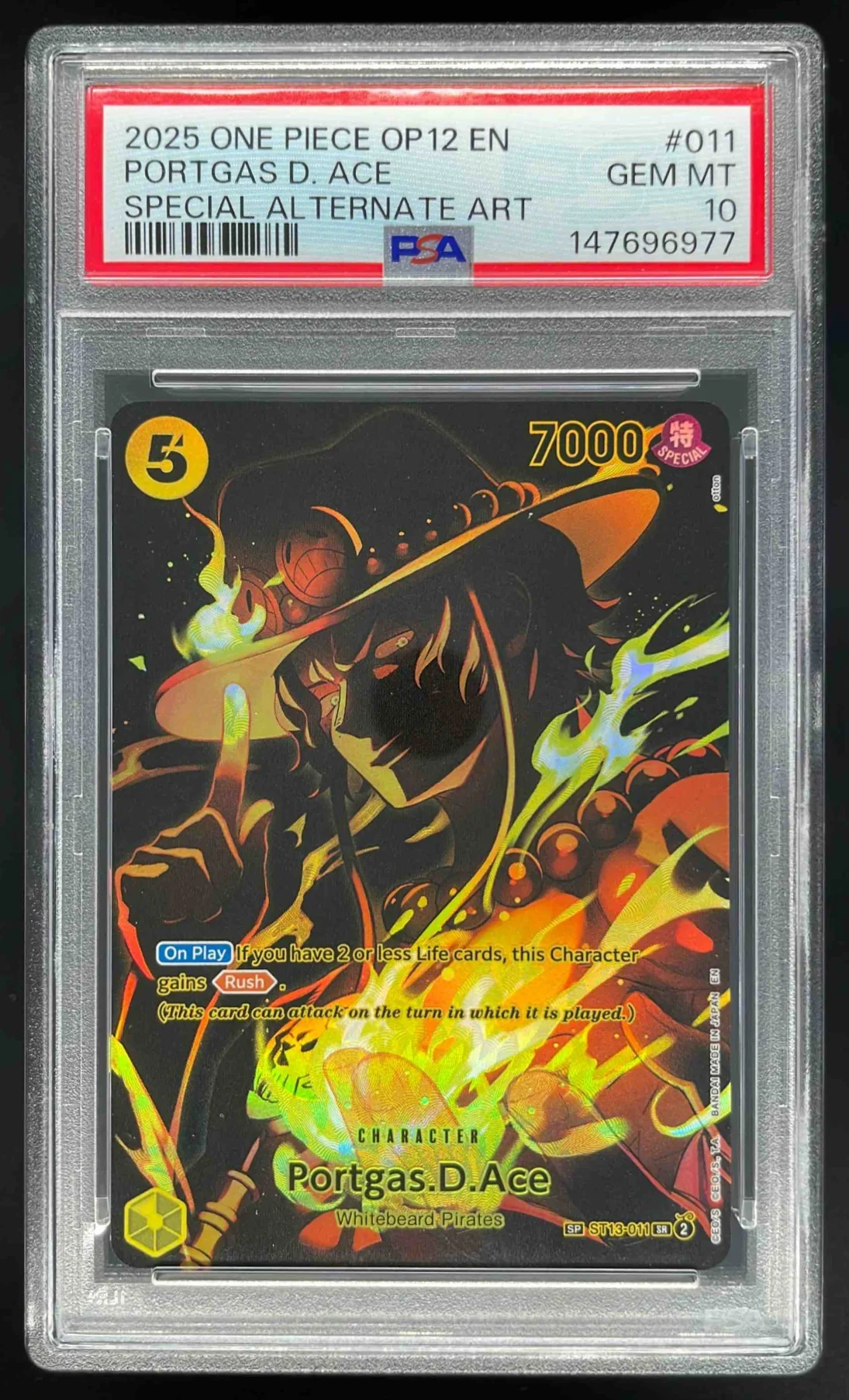 2025 One Piece OP12 EN #011 Portgas D Ace Special Alternate Art PSA 10
