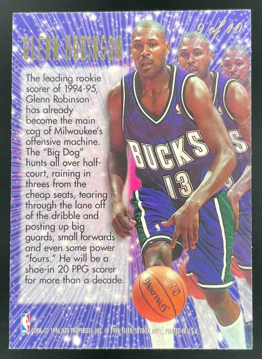 1995-96 Fleer Flair New Heights #9 Glenn Robinson - Image 2