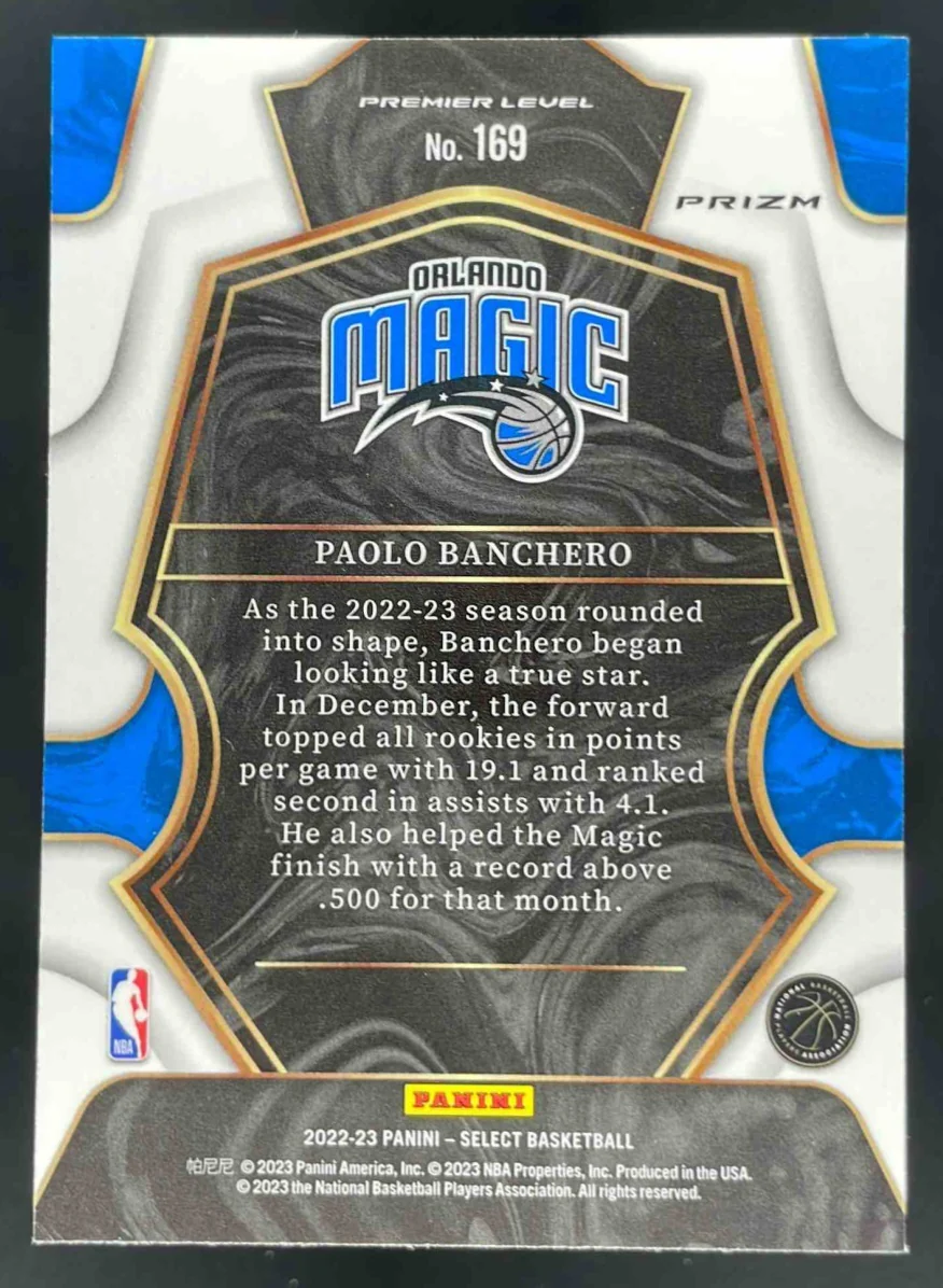 2022-23 Panini Select Scope Prizms #169 Paolo Banchero RC Premier Level - Image 2