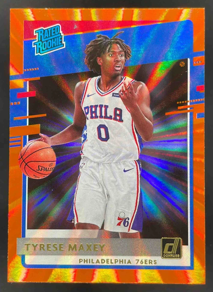 2020-21 Panini Donruss Holo Orange Laser #211 Tyrese Maxey RC