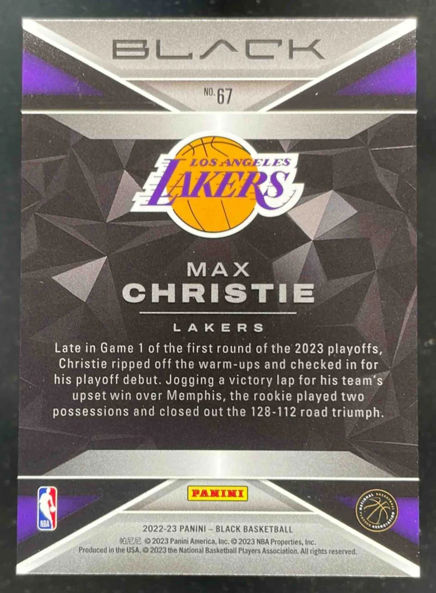 2022-23 Panini Black Amethyst #67 Max Christie RC /15 - Image 2