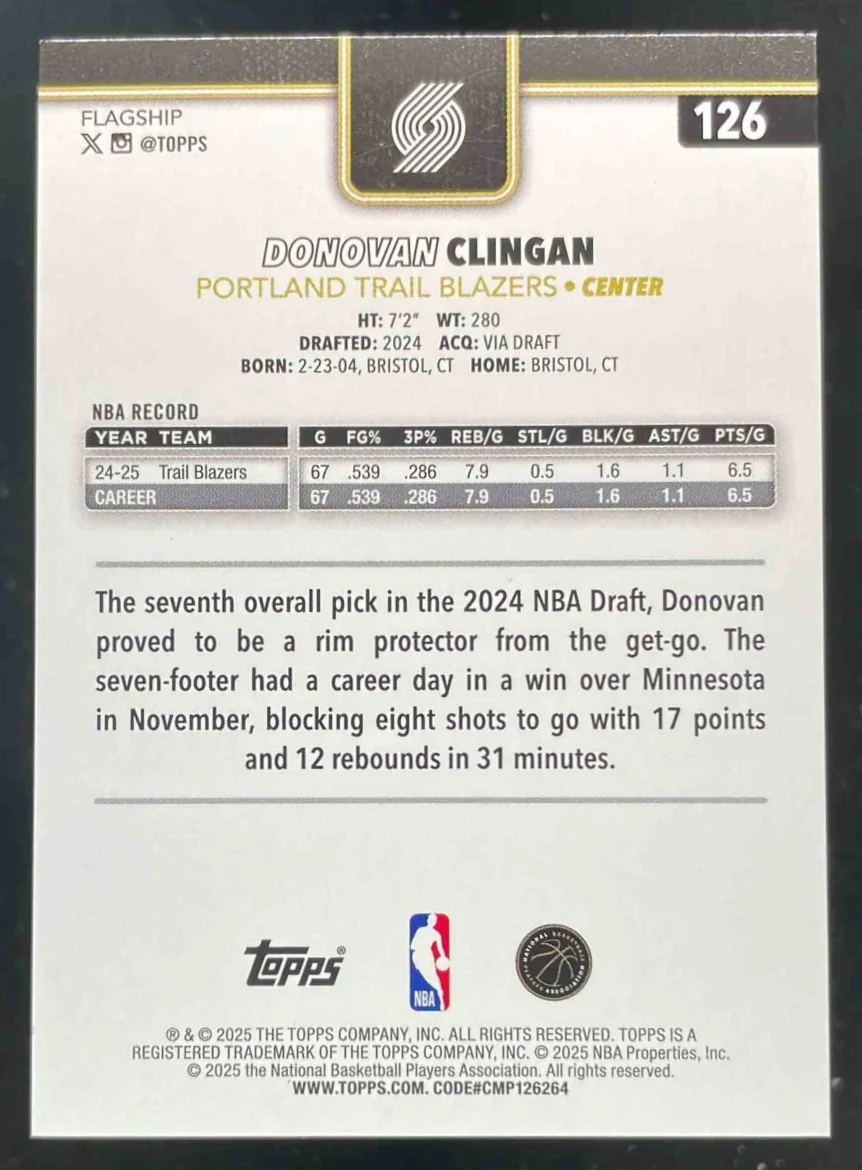 2025-26 Topps Cart Load #126 Donovan Clingan /25 - Image 2
