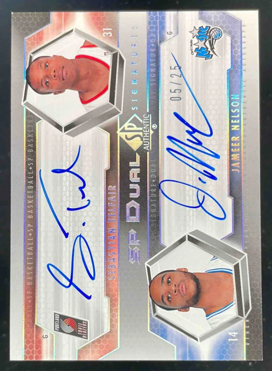 2004 SP Authentic Signatures Dual #TN Sebastian Telfair Jameer Nelson Auto /25