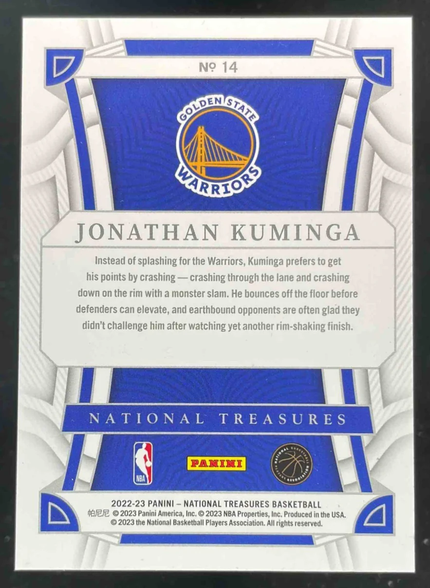 2022-23 Panini National Treasures Gold #14 Jonathan Kuminga /10 - Image 2