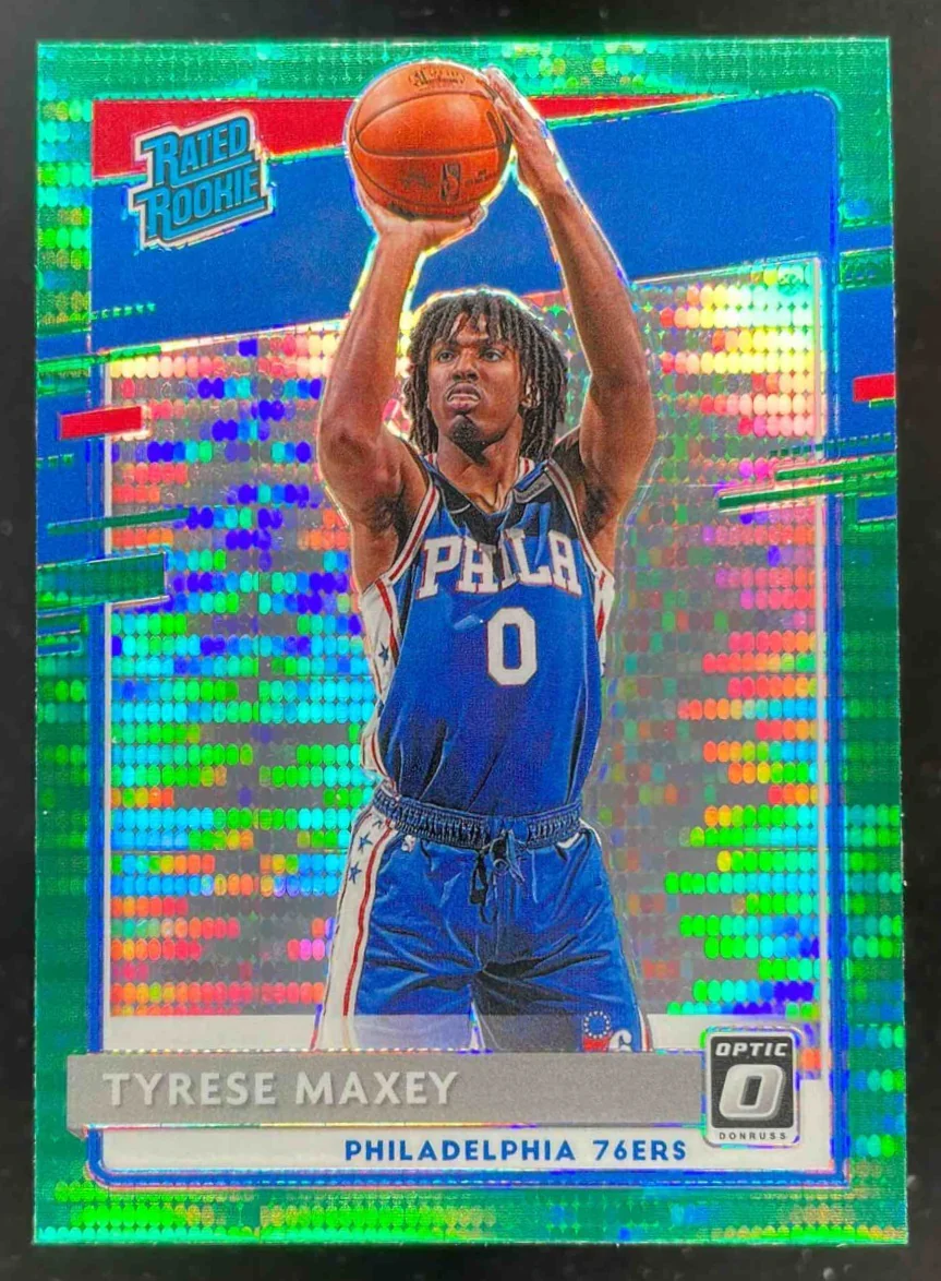 2020-21 Panini Donruss Optic Green Pulsar #171 Tyrese Maxey RC Rated Rookie