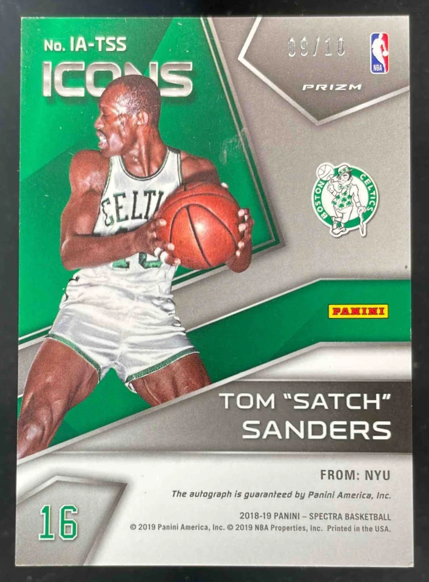 2018-19 Panini Spectra Icons Autographs Gold #IA-TSS Tom Satch Sanders Auto /10 - Image 2