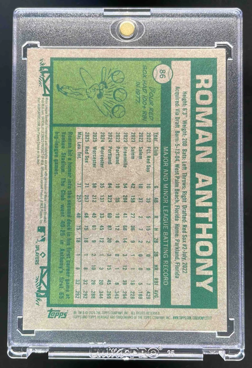 2026 Topps Heritage Color of the Year "Heritage Orange" #86 Roman Anthony RC /77 - Image 2