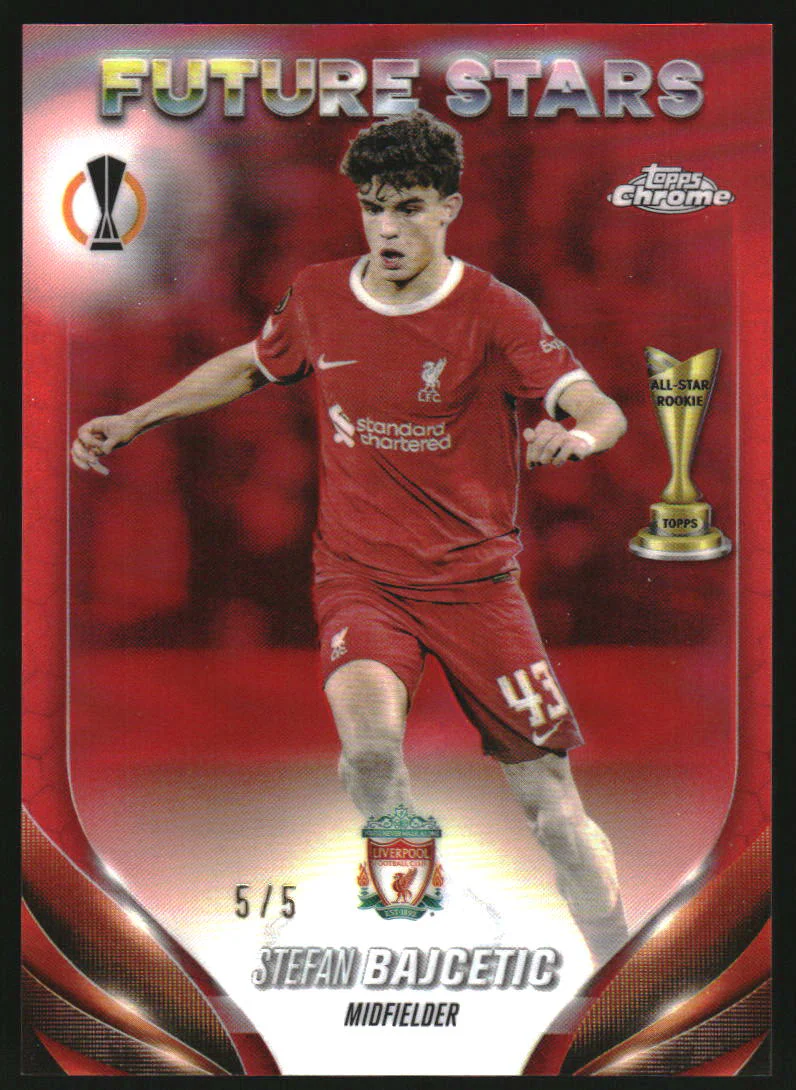 2023-24 Topps Chrome UEFA Club Competitions Red Refractors #81 Stefan Bajcetic /5
