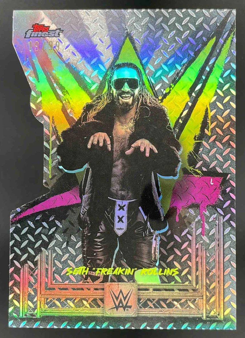 2025 Topps Finest WWE Common Die-Cut Refractor #50 Seth "Freakin" Rollins /99