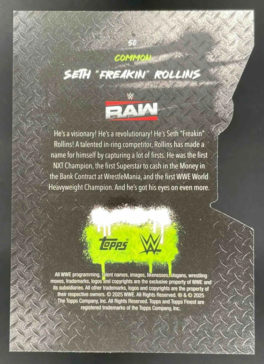 2025 Topps Finest WWE Common Die-Cut Refractor #50 Seth "Freakin" Rollins /99 - Image 2