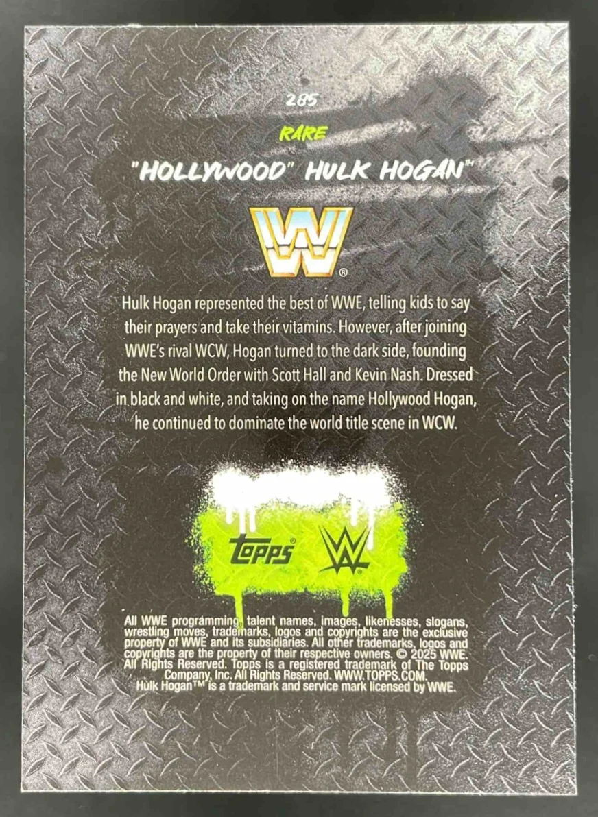 2025 Topps Finest WWE Rare #285 "Hollywood" Hulk Hogan - Image 2