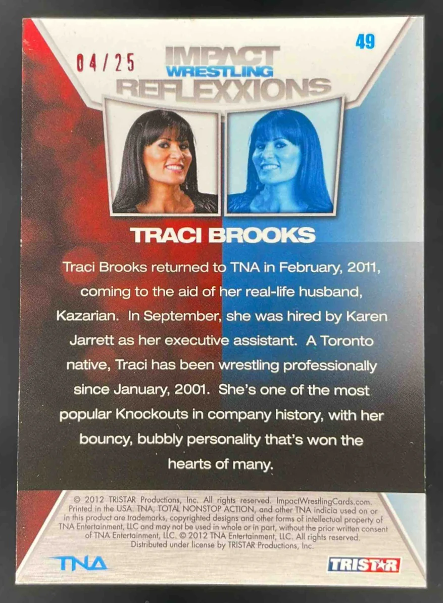 2012 TriStar Impact TNA Reflexxions Autographs Red #49 Traci Brooks Auto /25 - Image 2