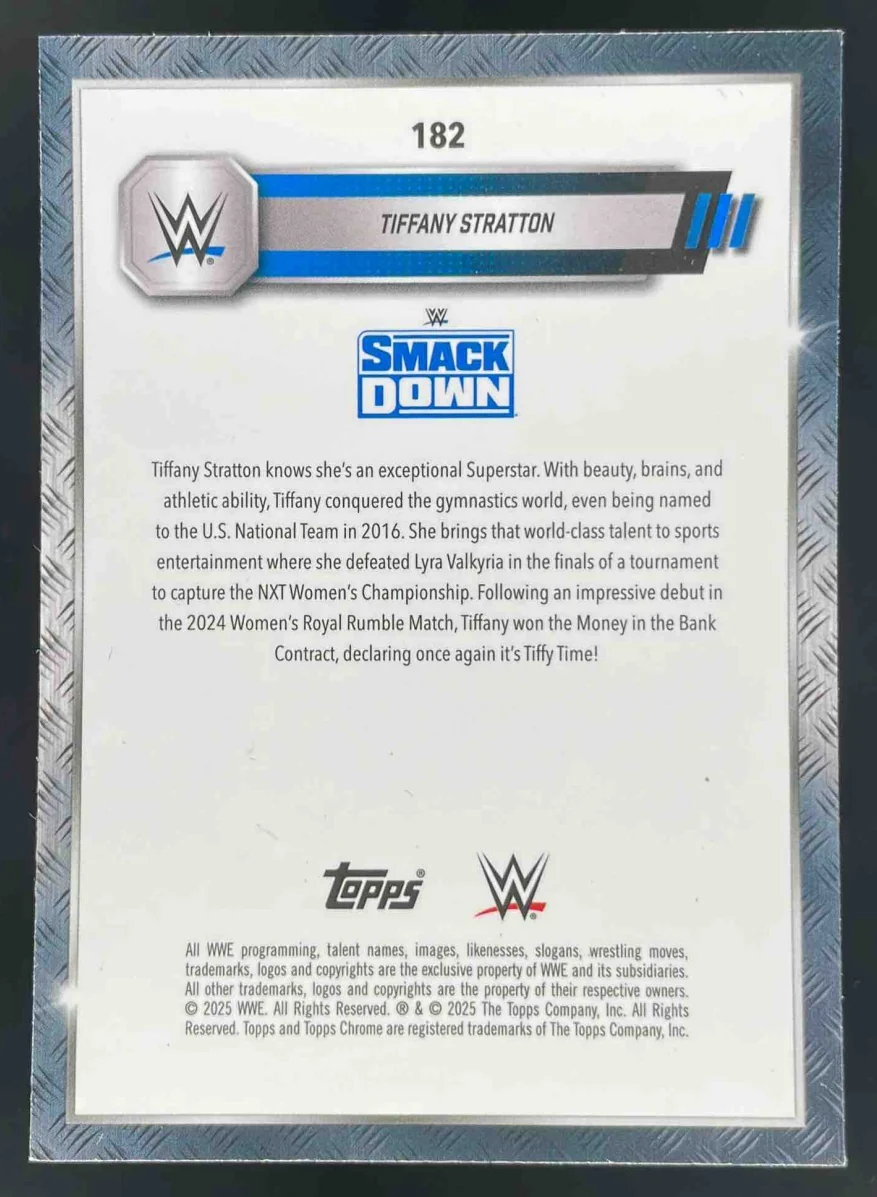 2025 Topps Chrome WWE Refractors #182 Tiffany Stratton - Image 2