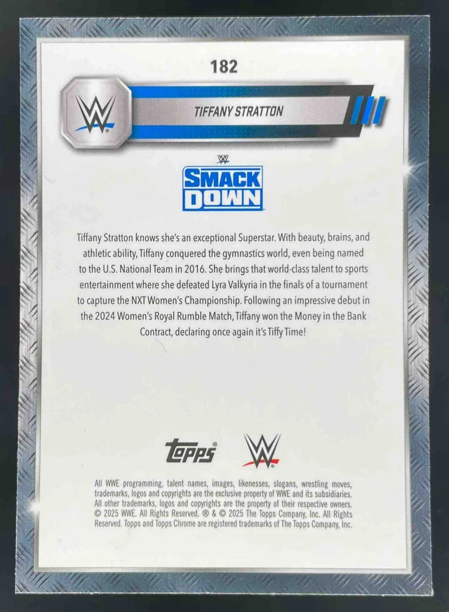 2025 Topps Chrome WWE Refractors #182 Tiffany Stratton - Image 2