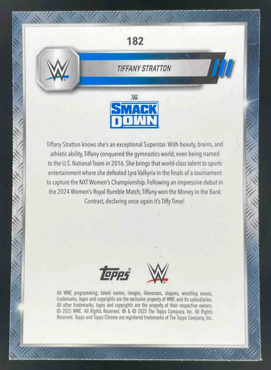2025 Topps Chrome WWE Pink Shimmer Refractors #182 Tiffany Stratton - Image 2