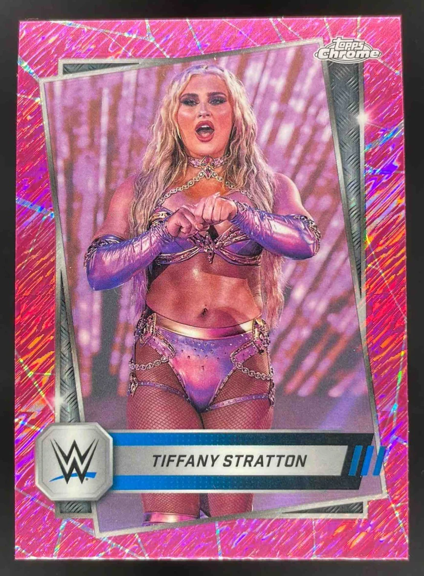 2025 Topps Chrome WWE Pink Shimmer Refractors #182 Tiffany Stratton