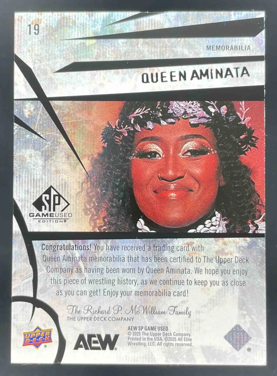 2025 Upper Deck SP Game Used AEW Memorabilia Green #19 Queen Aminata MEM - Image 2