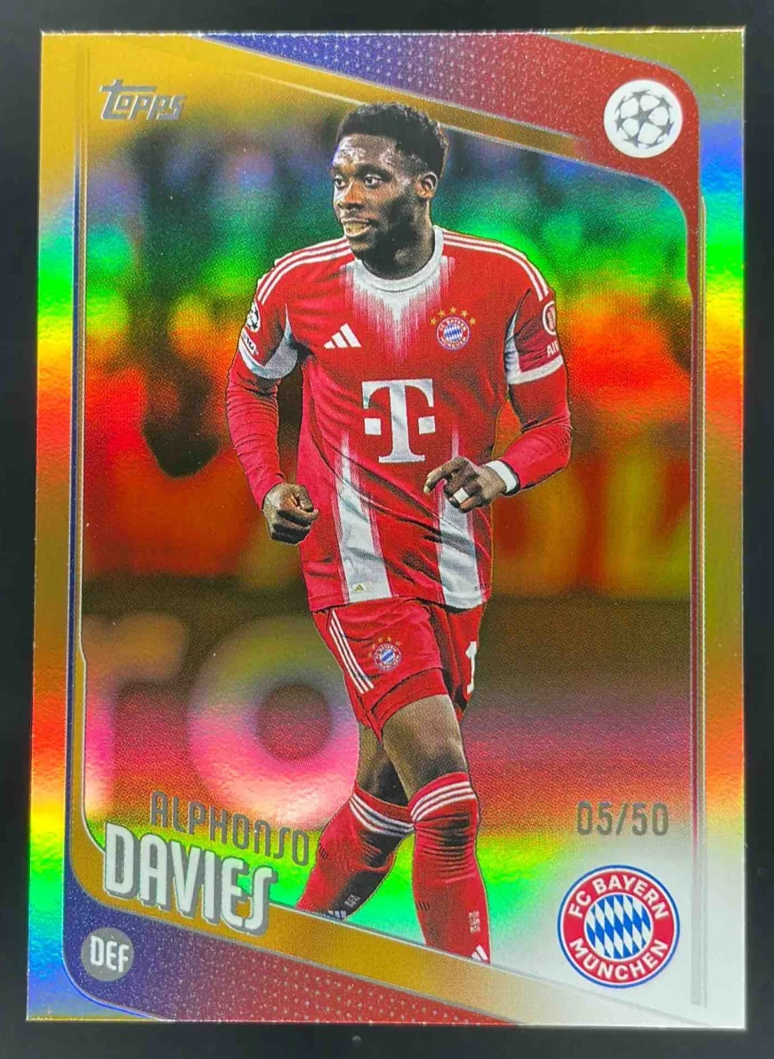 2025-26 Topps UEFA Club Competitions Gold Foil #90 Alphonso Davies /50