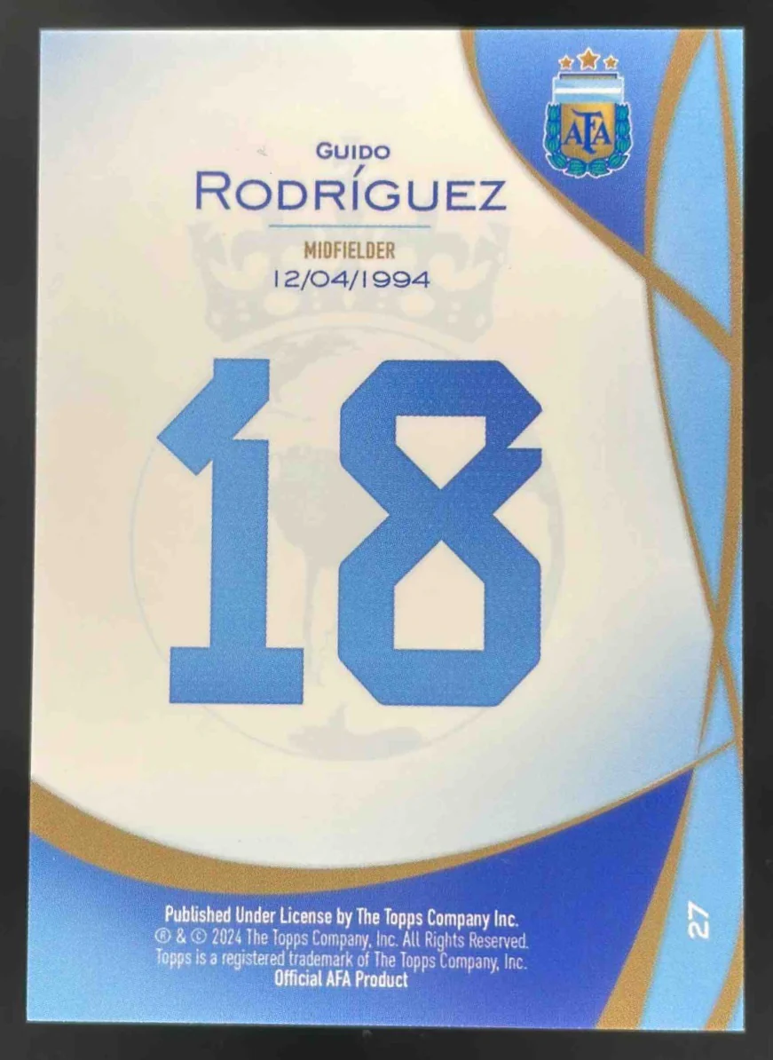 2024 Topps Lineage Argentina Purple Tango #27 Guido Rodriguez /15 - Image 2
