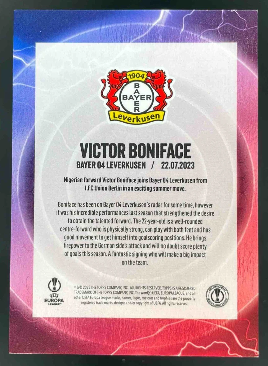 2023 Topps Summer Signings Victor Boniface /25 - Image 2