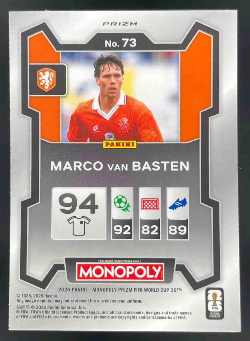 2026 Panini Prizm Monopoly World Cup Pink Stars Prizm #73 Marco van Basten - Image 2