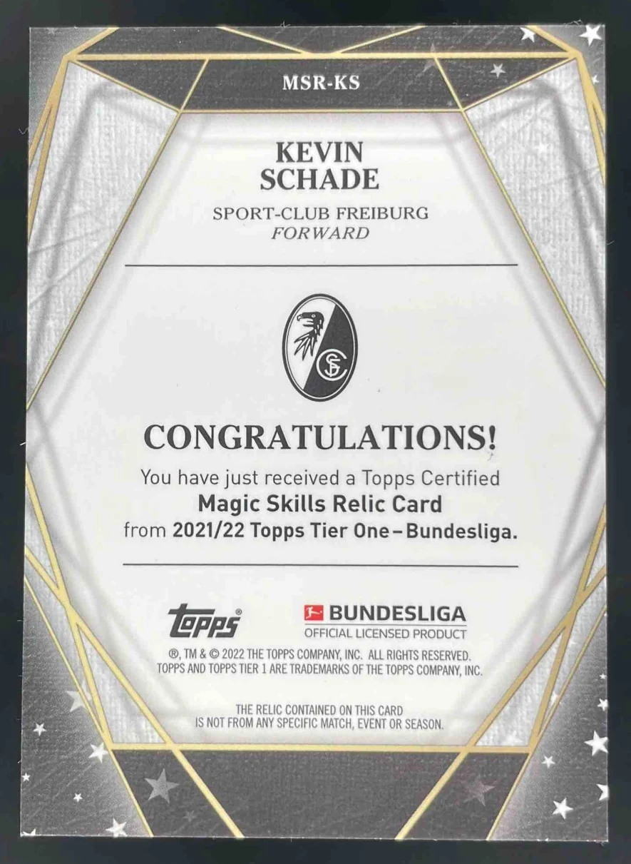 2021 Topps Tier One Bundesliga Magic Skills Relics #MSR-KS Kevin Schade /127 - Image 2