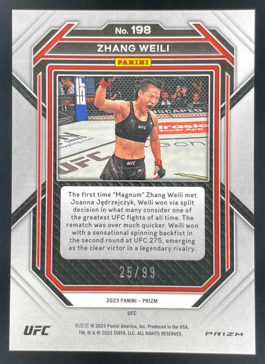 2023 Panini Prizm UFC Orange Prizms #198 Zhang Weili /99 - Image 2