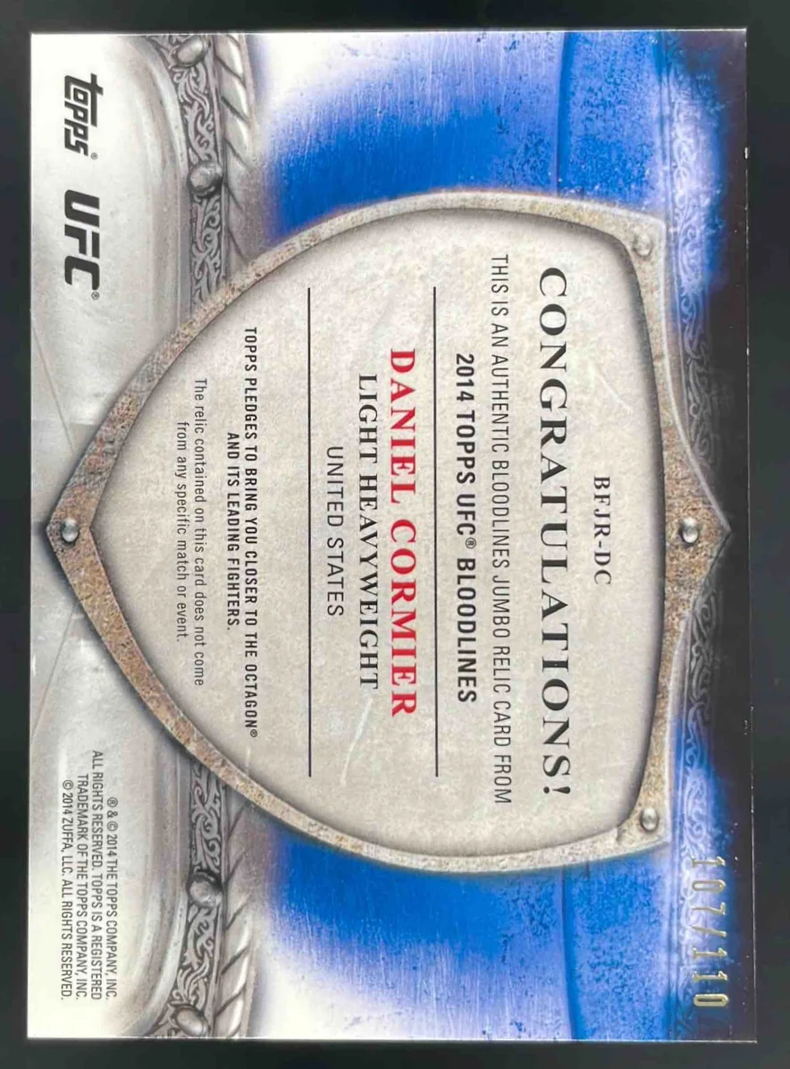 2014 Topps UFC Bloodlines Fighter Jumbo Relics #BJFR-DC Daniel Cormier /110 - Image 2