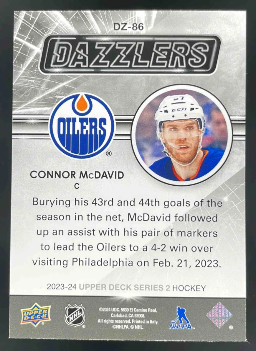 2023-24 Upper Deck Dazzlers Pink #DZ-86 Connor McDavid - Image 2