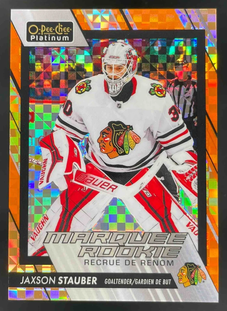 2023-24 O-Pee-Chee Platinum Orange Checkers #252 Jaxson Stauber RC /25
