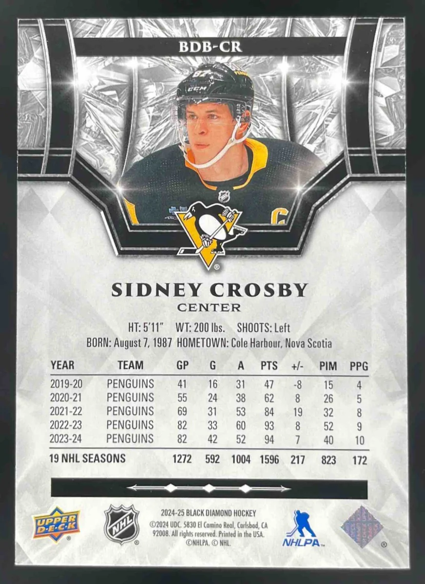 2024 Upper Deck Black Diamond #BDB-CR Sidney Crosby /349 - Image 2