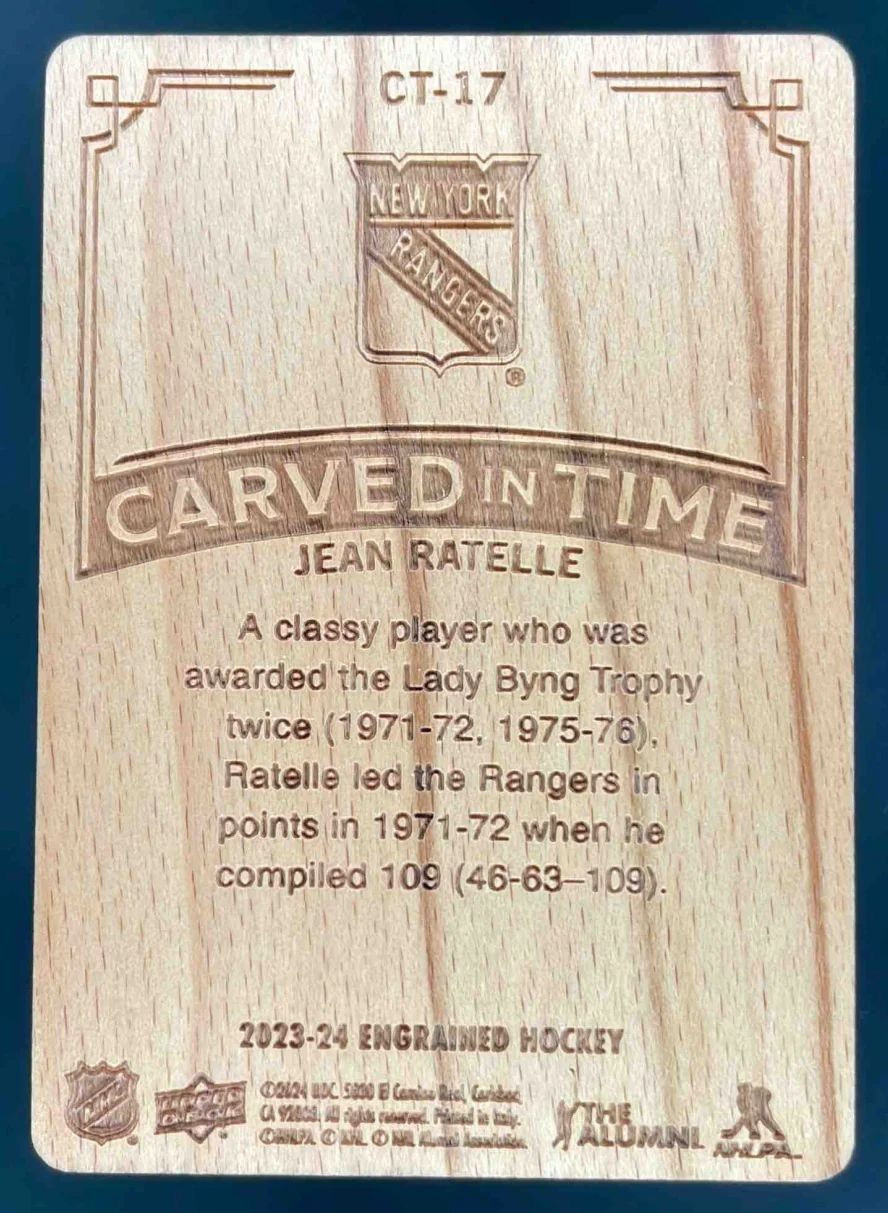 2023-24 Upper Deck Engrained Carved in Time #CT-17 Jean Ratelle - Image 2