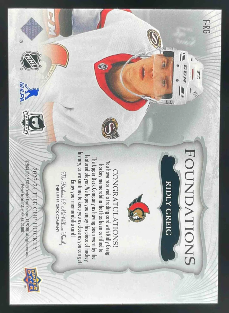 2023-24 Upper Deck The Cup Foundations Quad Jersey #F-RG Ridly Greig /99 - Image 2
