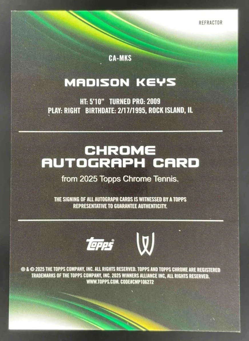 2025 Topps Chrome Autographs I Refractor #CA-MKS Madison Keys Auto - Image 2
