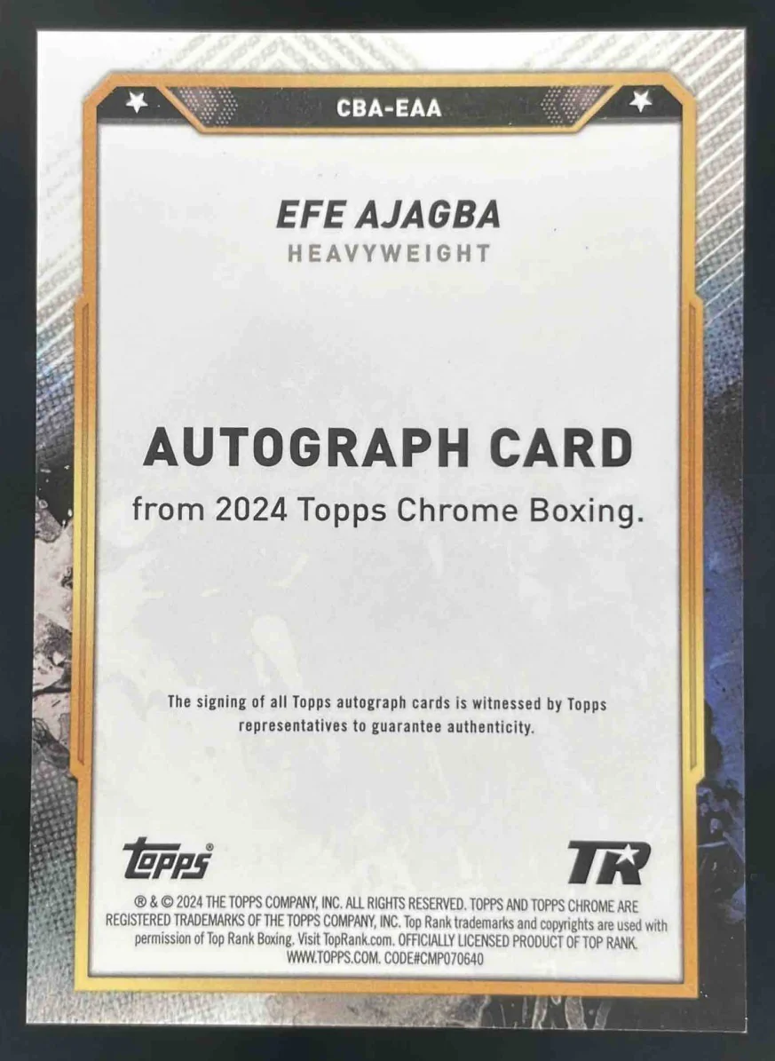 2024 Topps Chrome Autograph #CBA-EAA Efe Ajagba Auto - Image 2