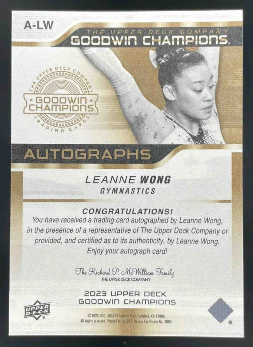 2023 Upper Deck Goodwin Champions Autographs #A-LW Leanne Wong Autograph Auto - Image 2