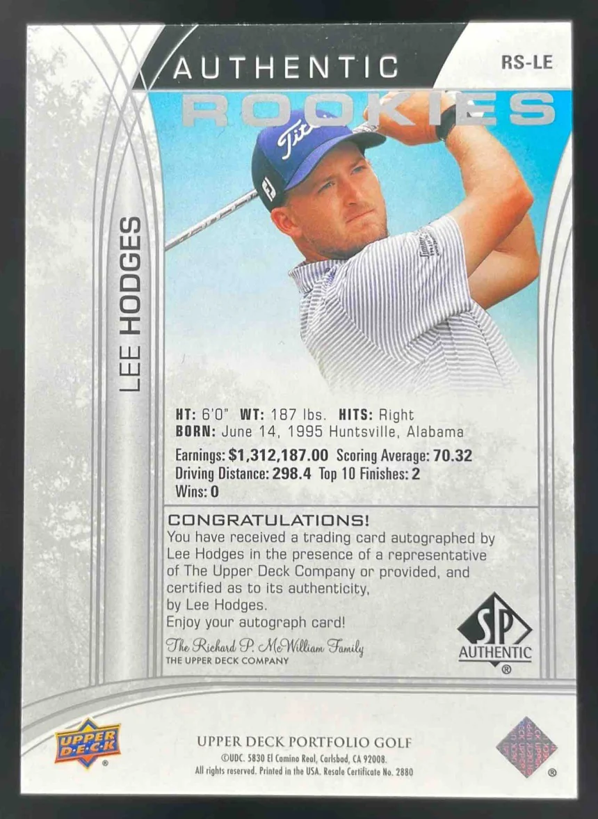 2024 Upper Deck Portfolio SP Authentic Rookies Parallel Lee Hodges Auto /299 - Image 2