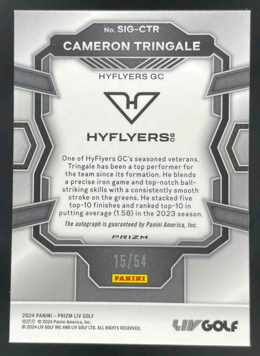 2024 Panini Prizm LIV Signatures Green Mojo #SIG-CTR Cameron Tringale Auto /54 - Image 2