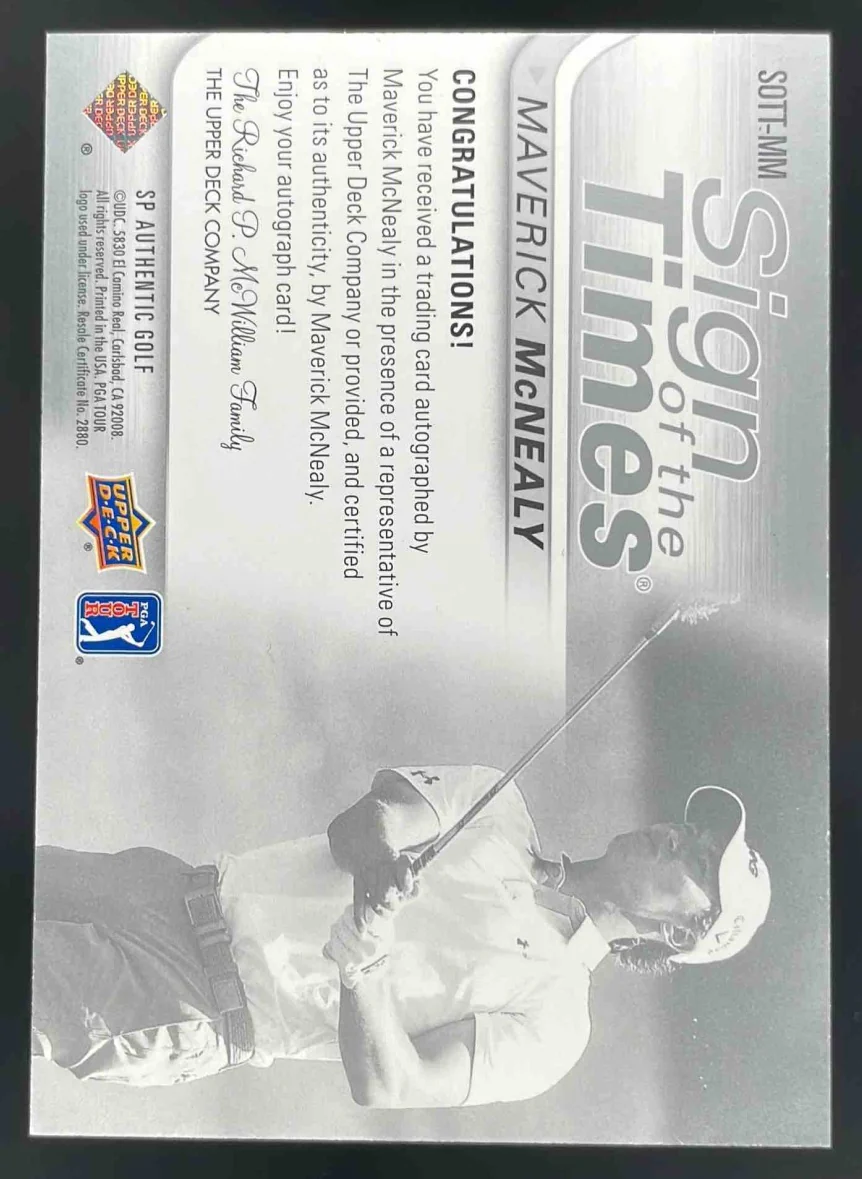2021 SP Authentic Sign of the Times #SOTTMM Maverick McNealy Auto - Image 2