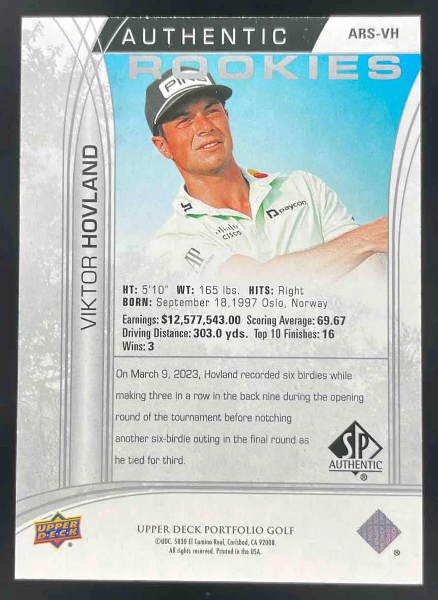 2024 Upper Deck Portfolio SP Authentic Authentic Rookies #VH Viktor Hovland /999 - Image 2