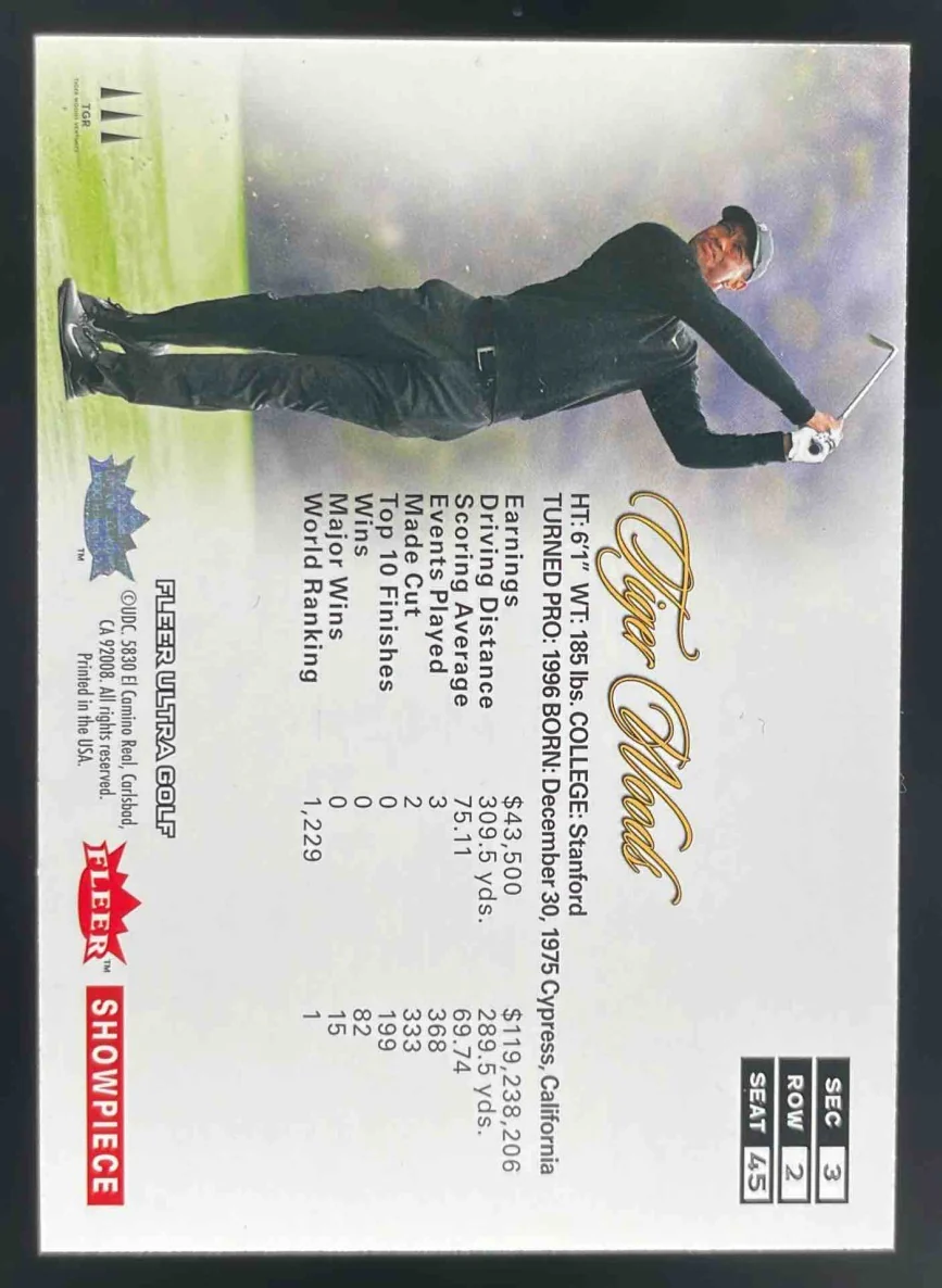 2023 Ultra Flair Showcase Row 2 #45 Tiger Woods Showpiece - Image 2