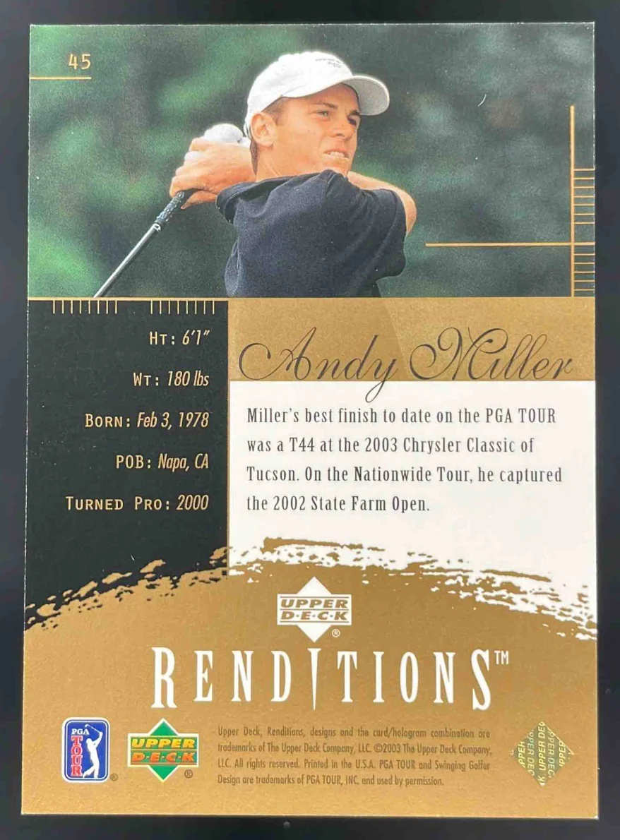 2003 Upper Deck Renditions Gold #45 Andy Miller /100 - Image 2