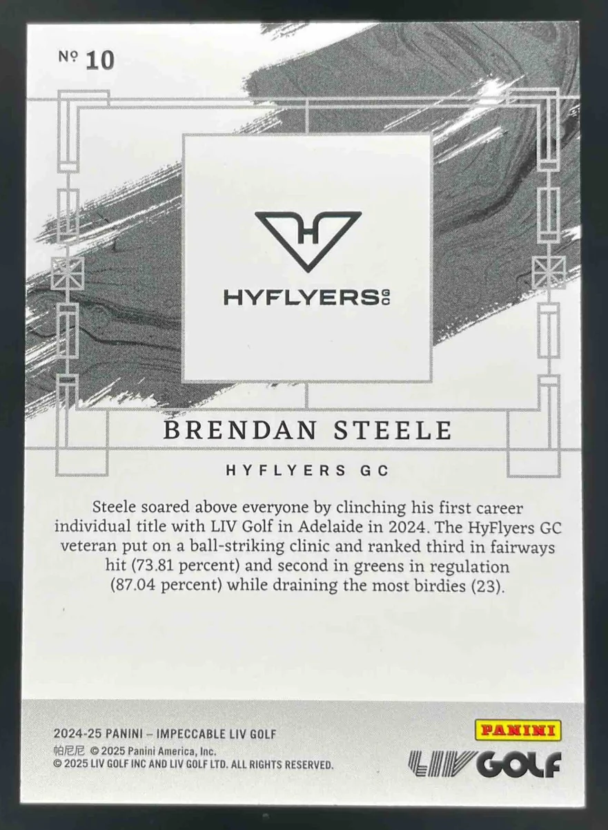 2024 Panini Impeccable LIV Holo Gold #10 Brendan Steele /10 - Image 2