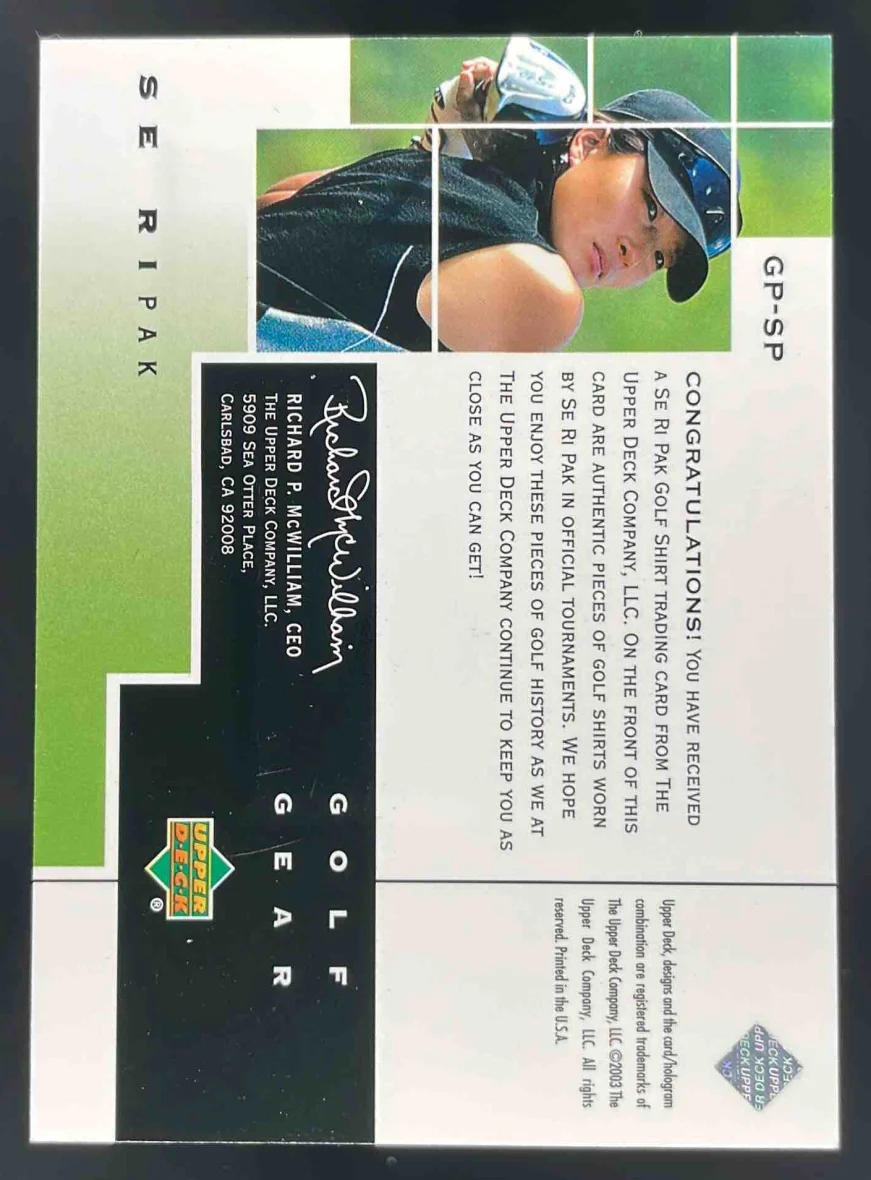 2003 Upper Deck Golf Gear Par #GP-SP Se Ri Pak - Image 2