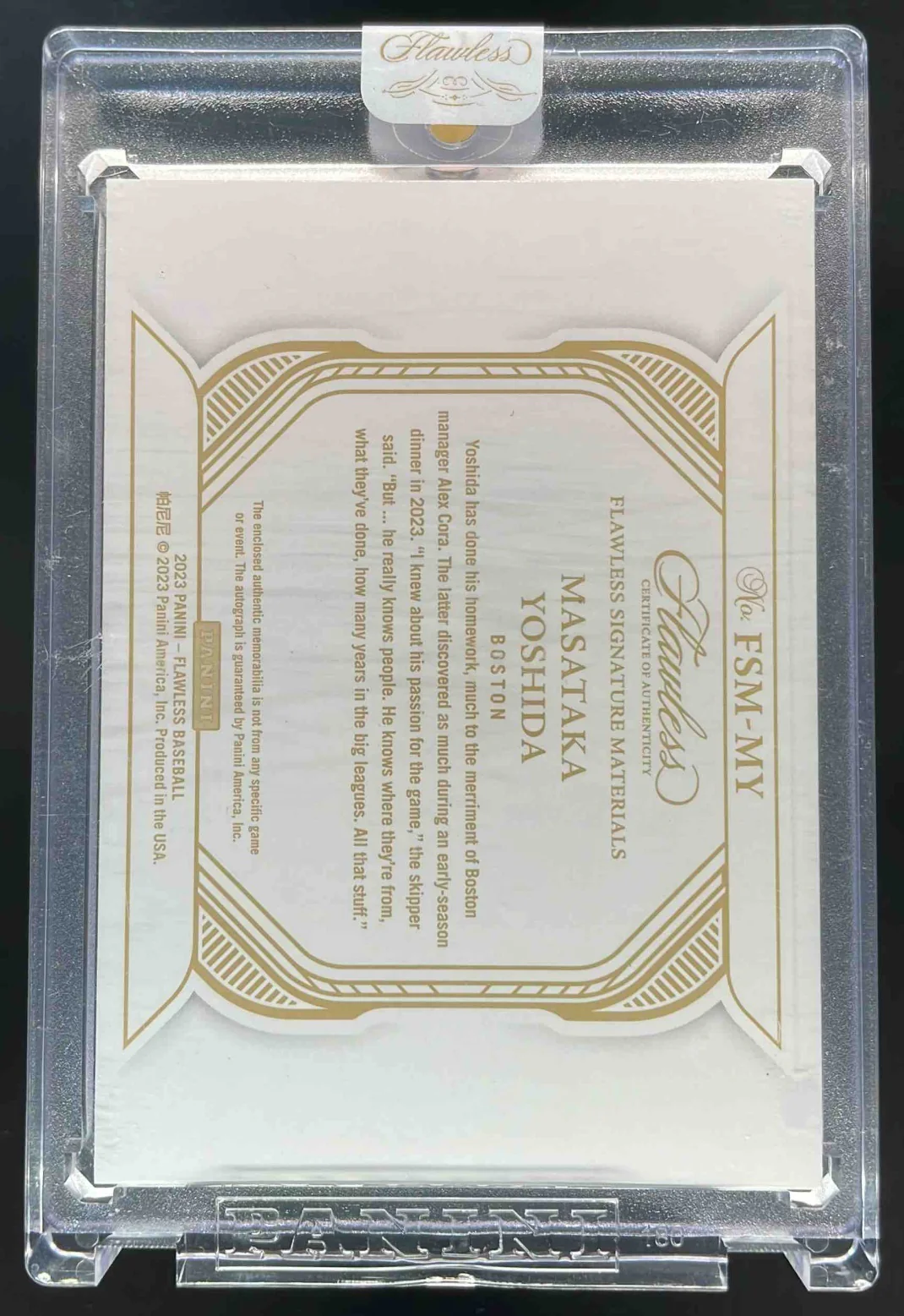 2023 Flawless Materials Sapphire #FSM-MY Masataka Yoshida Autograph RC Auto /15 - Image 2