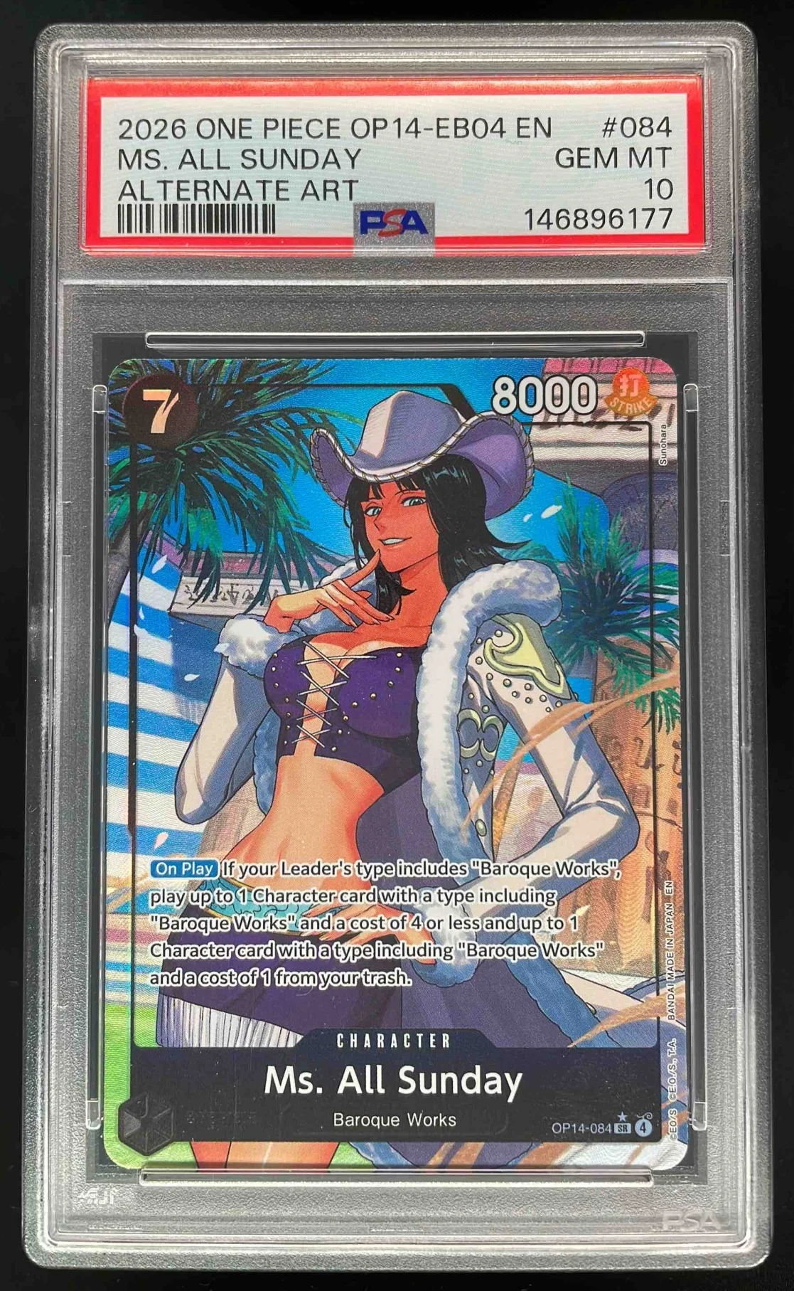 2026 One Piece OP14 EB04 EN #084 Ms. All Sunday Alternate Art PSA 10