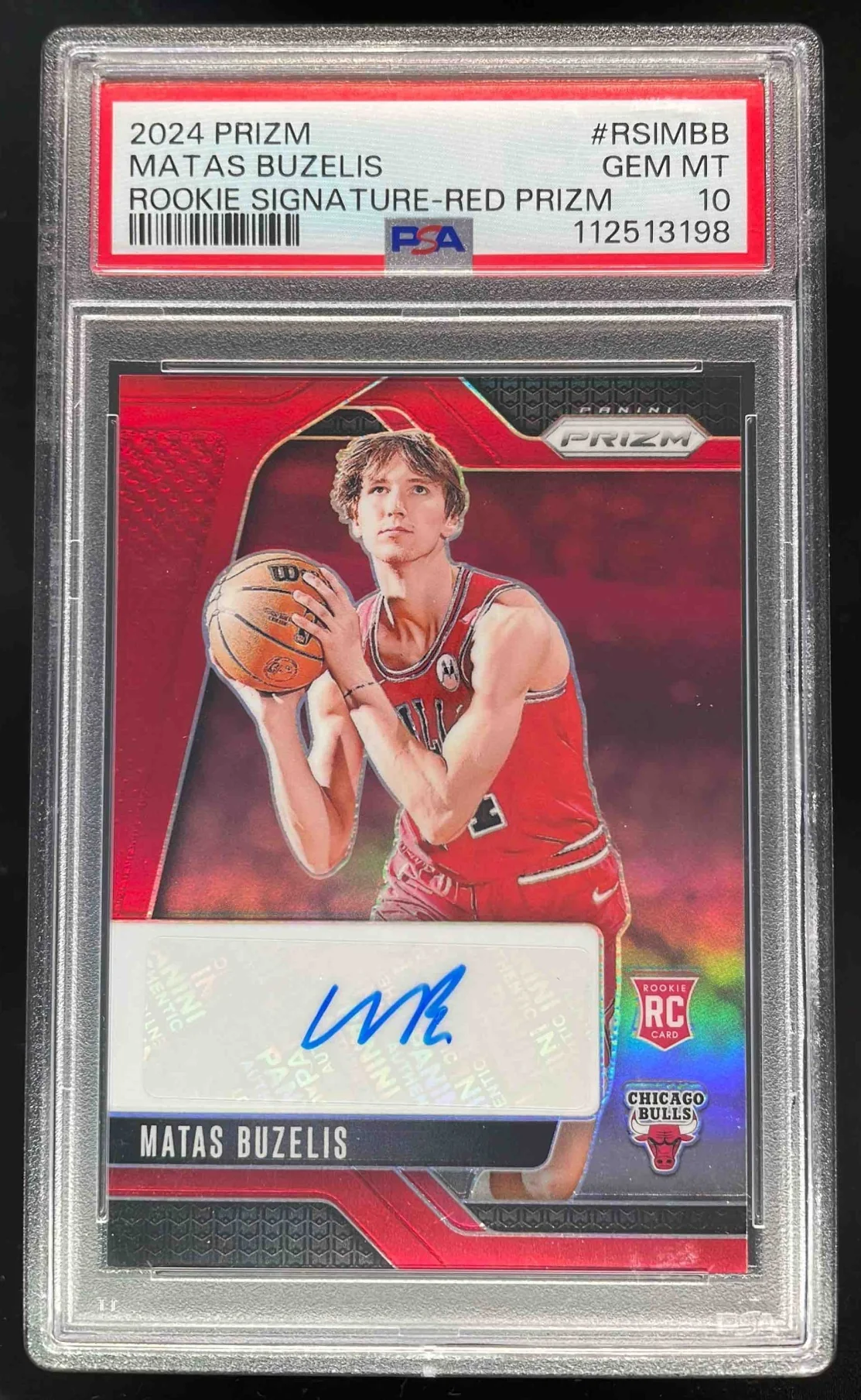 2024-25 Panini Prizm Rookie Red Prizm #RSI-MBB Matas Buzelis RC Auto /99 PSA 10