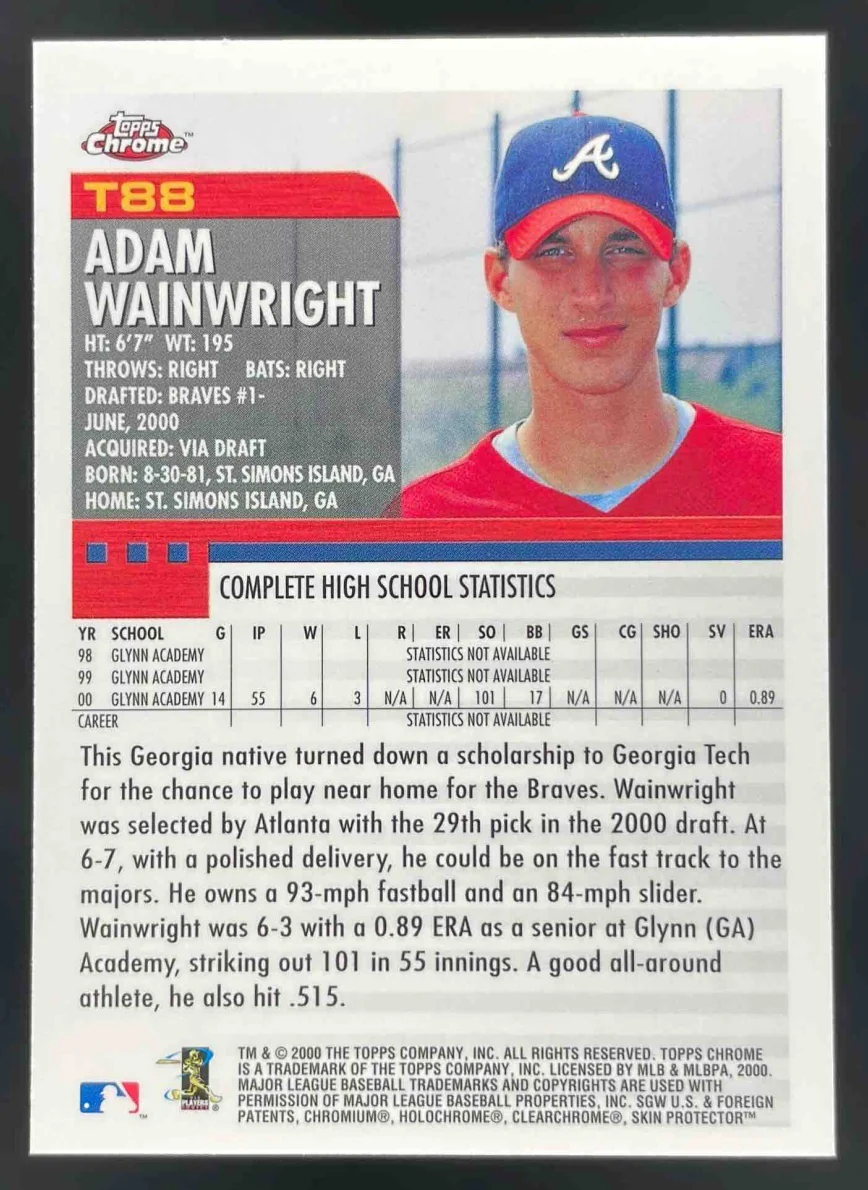 2000 Topps Chrome Traded & Rookies #T88 Adam Wainwright RC - Image 2